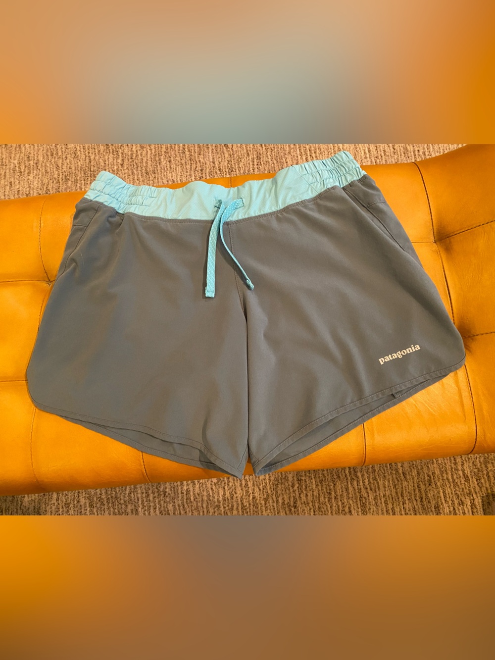 Patagonia Women's Athletic Shorts — Slate Gray with Aqua Waistband